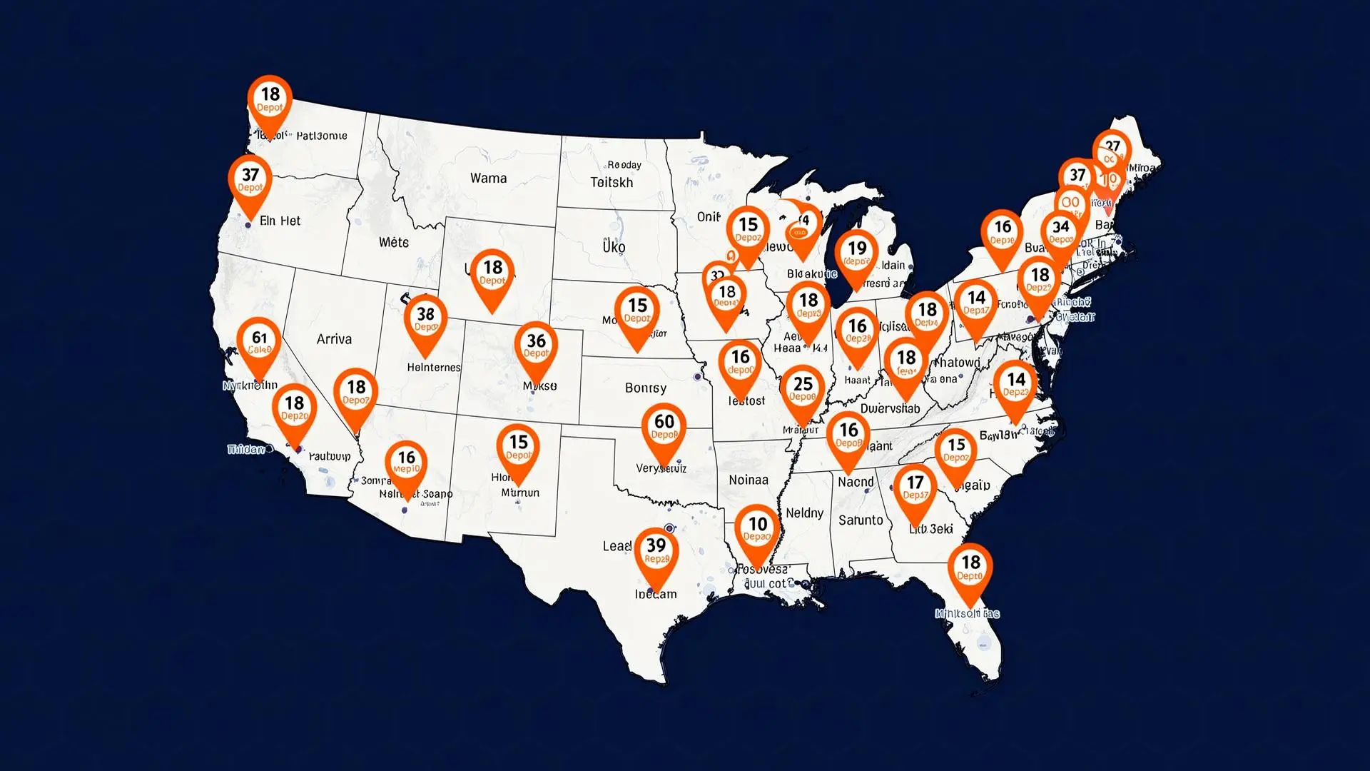 Axis Storage 18-depot nationwide coverage map